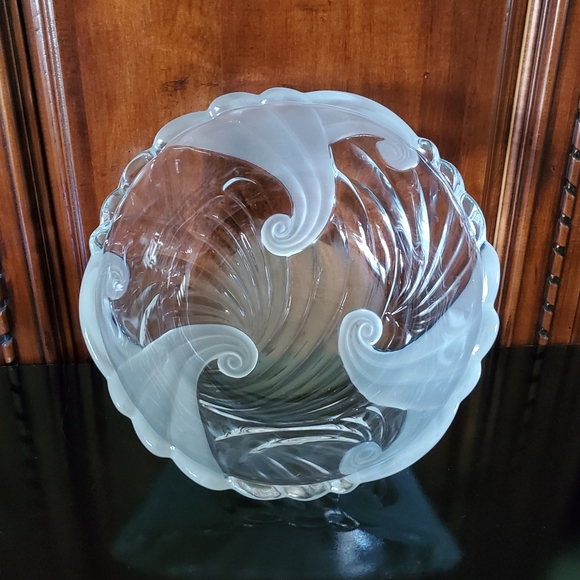 🌊 10 1/2" Large Crystal Ocean Waves 🌊 Bowl by Crystal Clear Studios Japan - Picture 14 of 15